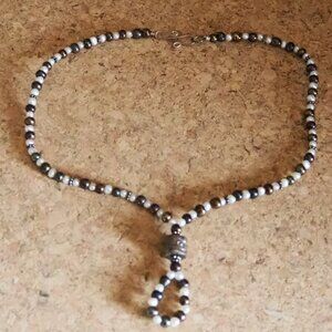 Beaded Handmade White and Purple Choker